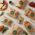 Custom printed kraft food bags flat lay by PaperLei
