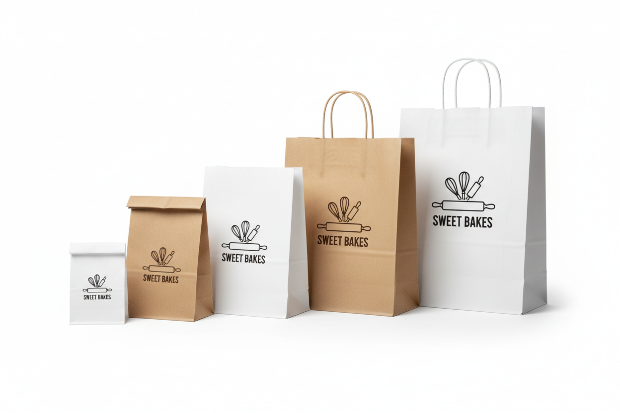 Custom printed bakery bags in multiple sizes by PaperLei