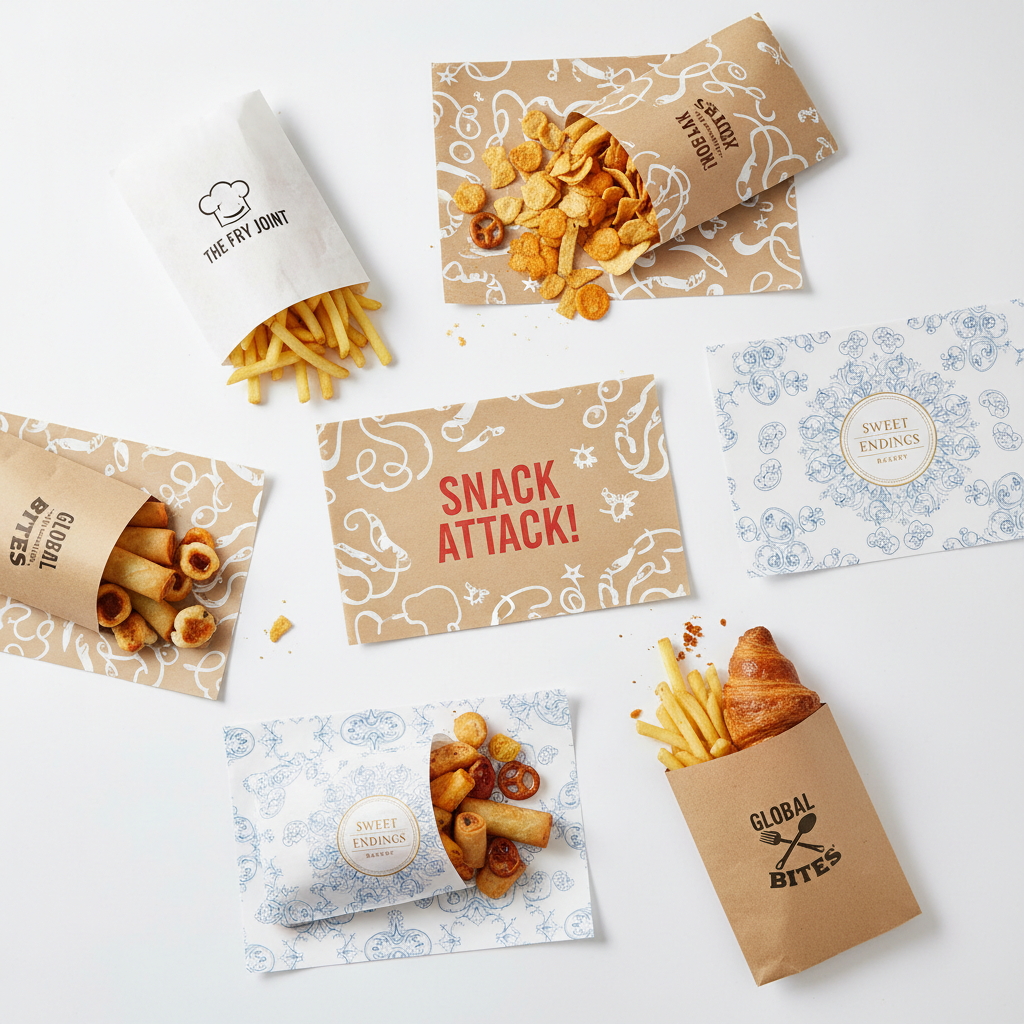 Custom printed general food wrapping paper flat lay by PaperLei