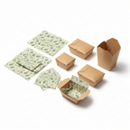 Custom printed food box liner paper flat lay by PaperLei